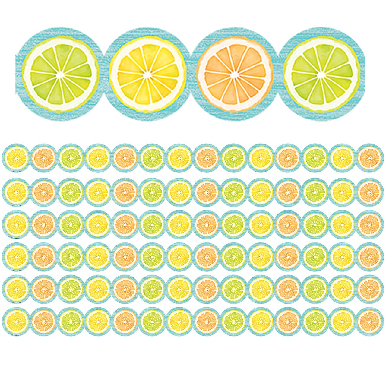Teacher Created Resources Lemon Zest Citrus Slices Wide Die Cut Trim, 210ft.